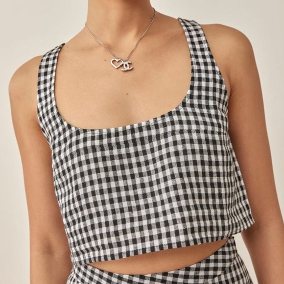 Reformation line. Black and White Checkered gingham Women's Top - Picture 1 of 7